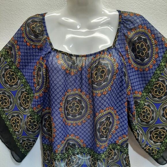 Forever 21 Floral Design Sheer Scarf Top l Size: S/P - Picture 2 of 8
